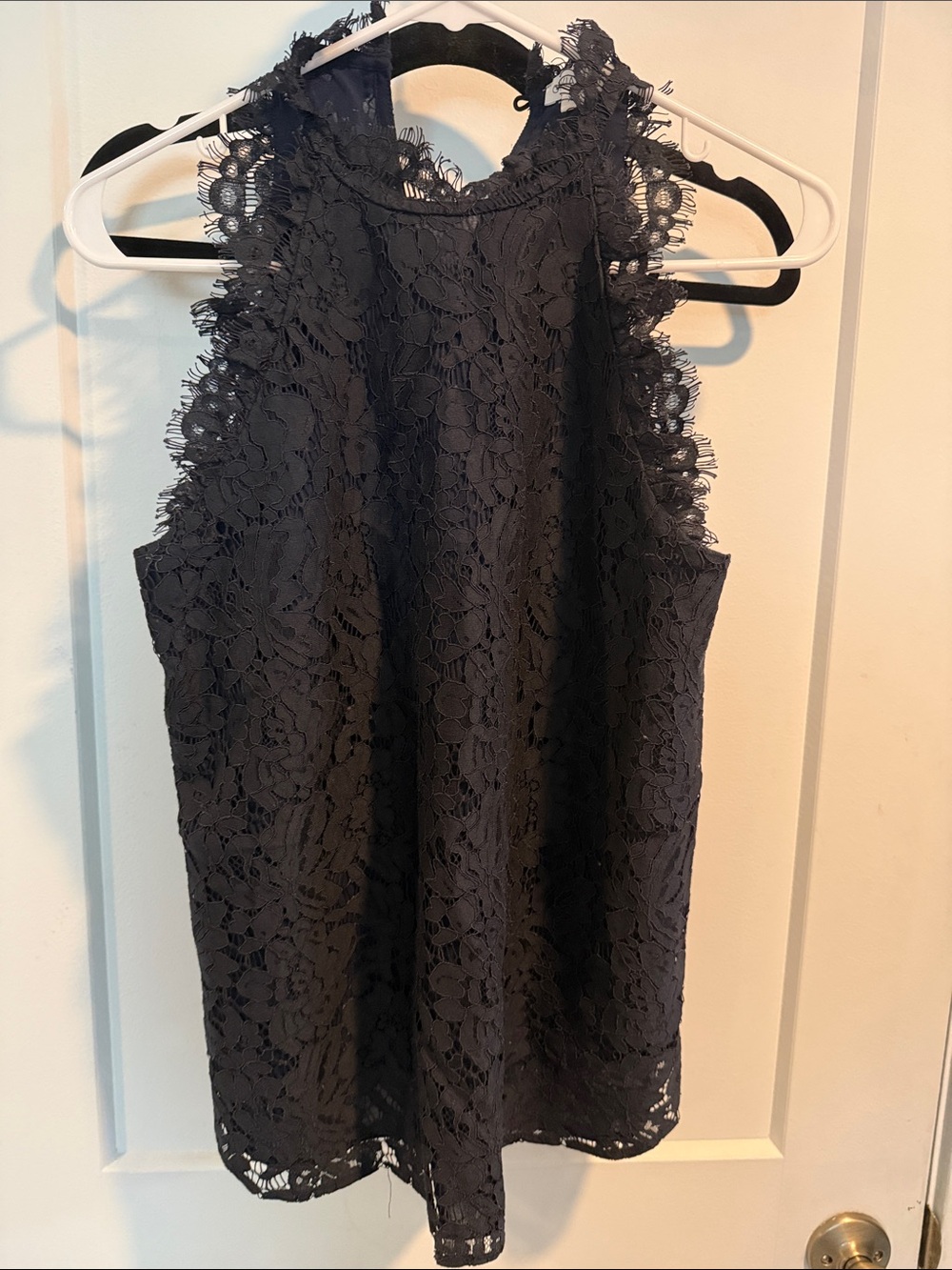 Sleeveless Navy Lace Halter Top